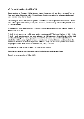 A preview of a PDF biography for Aires, Ernest Keith